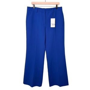 NWT Zara Women’s Wide Leg Pants Mid Rise in Royal Blue Size XL